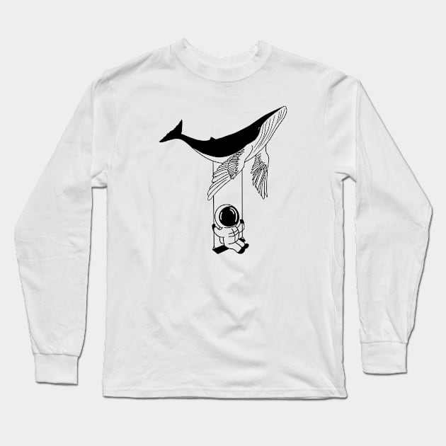 Astronaut and Humpbackwhale Long Sleeve T-Shirt by Carries Design 